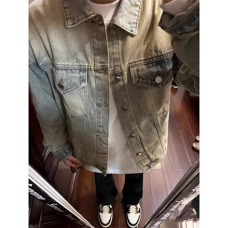 水洗重工牛仔外套男春秋季新款痞帅高级感工装夹克JKN302-P50，男装工装外套，星座208-5