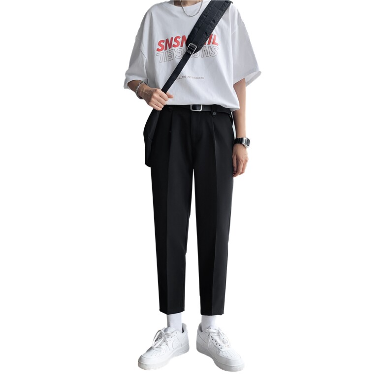 裤子男韩版潮流春夏季新款九分小西裤男士修身垂感西装裤休闲长裤,男装西裤,星座505-2（原电商A260-1)