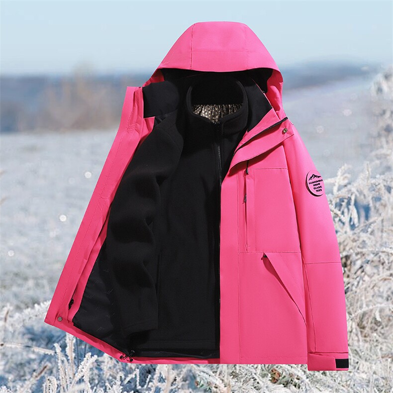 户外连帽男女新款三合一防风防水登山服软壳保暖外套H6188-P90,男装棉衣,星座1403A