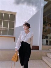 苎娃娃领衬衫，女装衬衫，驿谷