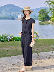 时尚休闲九分裤两件套女夏季图片