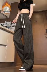 中性风加厚银狐绒宽松直筒休闲裤格子阔腿裤K5714J加绒-特P45控88，男装卫衣，电商A001