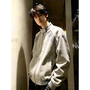 潮牌美式解构中性风做旧飞行服尽快男士短款春季PU皮外套P65图片