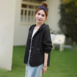 提花短外套女春秋百搭连帽上衣,红色条纹体恤搭配图女图片