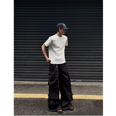 美式小众设计感人棉空气层短袖男夏季新款小领口慵懒风休闲T恤潮，男装Polo衫，四季星座505