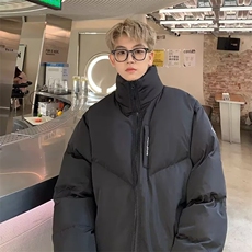 简约立领拉链纯色棉服男女冬季款美式复古防风休闲保暖外套，男装棉衣，星座506A