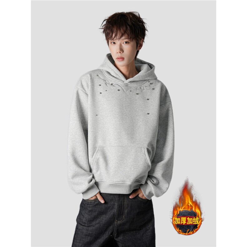 W217自家图高质量重磅加绒奥利绒卫衣灰色黑色M到3XL，男装卫衣，星座1210-1