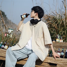 日系短袖衬衫男韩版潮流痞子帅2024夏新款ins宽松外套CY185-P33，男装衬衫，星座412-3