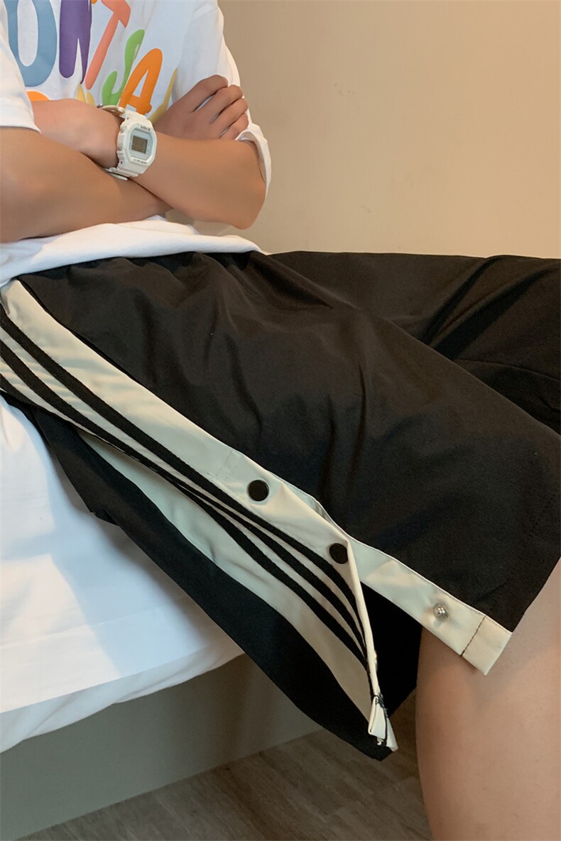 K3036/P20夏款港风休闲裤男排扣直筒短裤男宽松大码五分裤中裤衩