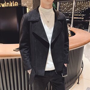 春款店主风高品质麂皮绒翻领夹克韩版男微阔外套 BX003-P135控178图片