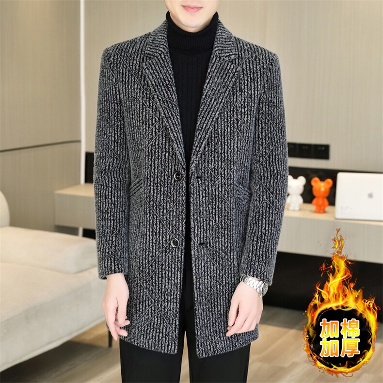 加棉加厚西装领大码中长款型男商务休闲青年外套男A03-P165,男装西服套装,星座310B-3
