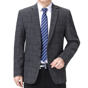 单排扣长袖时尚翻领口袋中老年西服春季2023年上衣AJY208图片