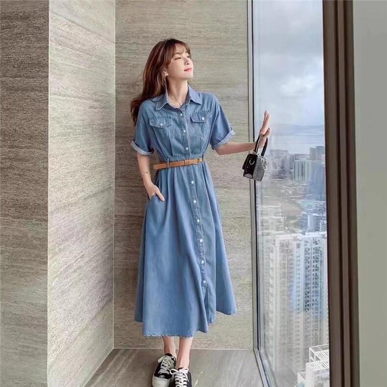 牛仔连衣裙现货，女装连衣裙，MZ 慕姿