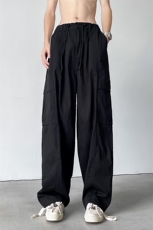 2024年夏季新款港风日系复古水洗纯棉阔腿休闲裤长裤ZK3656-P60，男装休闲裤，星座313A(原308A-2)