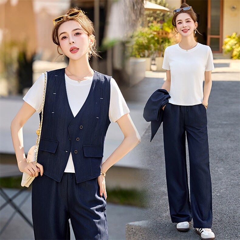 小香风洋气时尚套装夏季新款超火韩系穿搭一整套显瘦三件套，女装套装/套裙，秀美人生