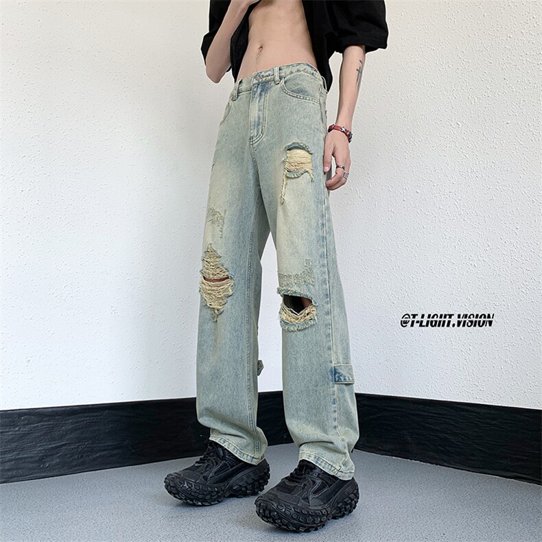 B221 美式ins高街暗黑系小众拉链直筒牛仔裤 LK23073-P65 控88图片