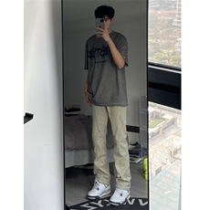 自拍图直播拼接牛仔裤微喇叭高街B342-K7029-P60控88，男装牛仔裤，电商B342