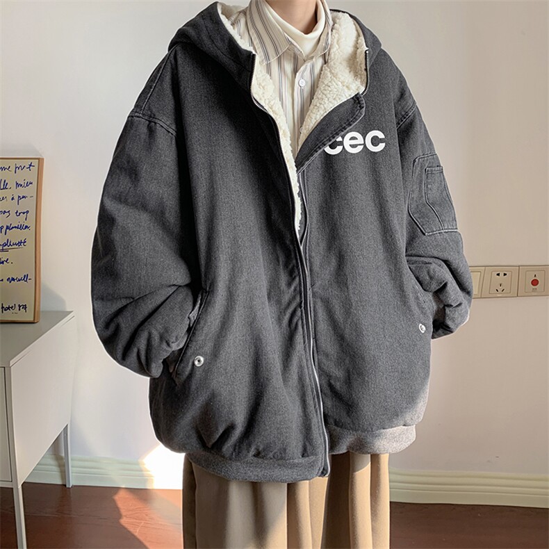 控价158牛仔棉衣男大码加绒羊羔绒牛仔棉服男棉袄 NM53294-P140图片
