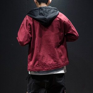 2021春秋季新款日系男脱卸连帽夹克宽松工装外套大码J8602-P85图片