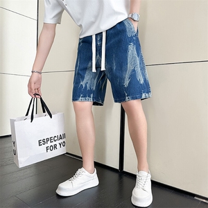 301A-1 DK12 P58控78 店主风社会小伙风男士夏季水洗五分牛仔短裤图片