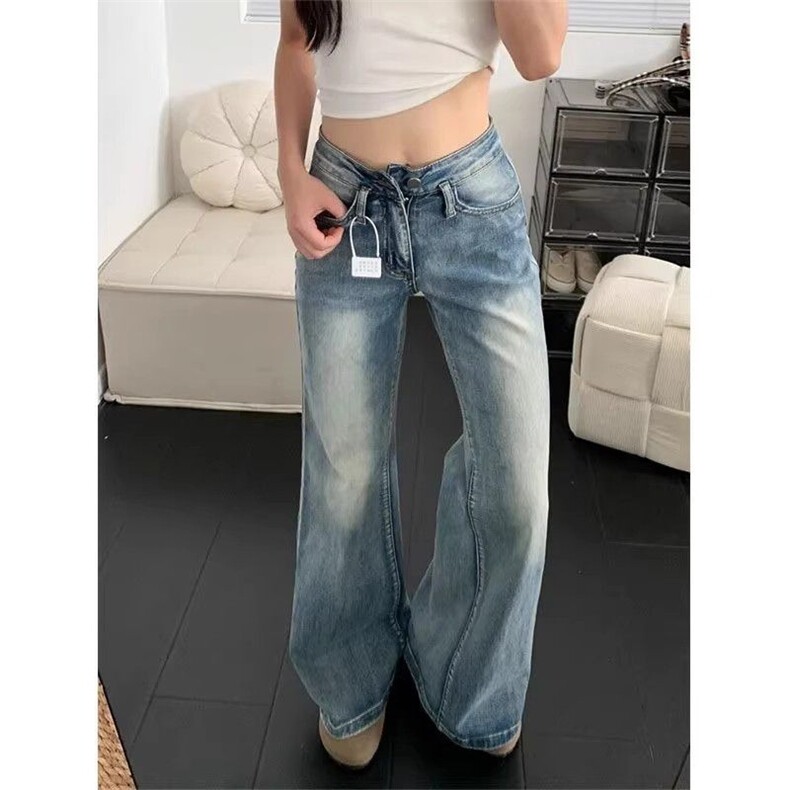 嘻哈潮流美式微喇牛仔裤女春秋新款个性显瘦时尚喇叭拖地牛仔裤潮,男装牛仔裤,星座506A