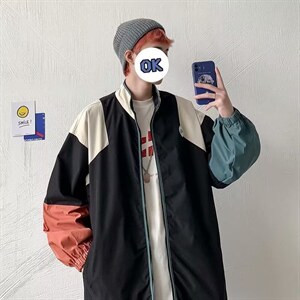 男秋季外套潮牌街头双层撞色拼接夹克HY33P55图片