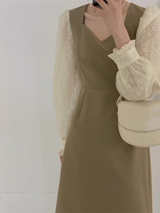 拼纱连衣裙,女装连衣裙,驿谷