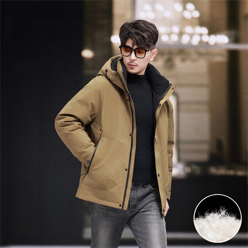 新标90绒中年轻薄羽绒服外套男士秋冬季连帽时尚休闲羽绒服夹克图片