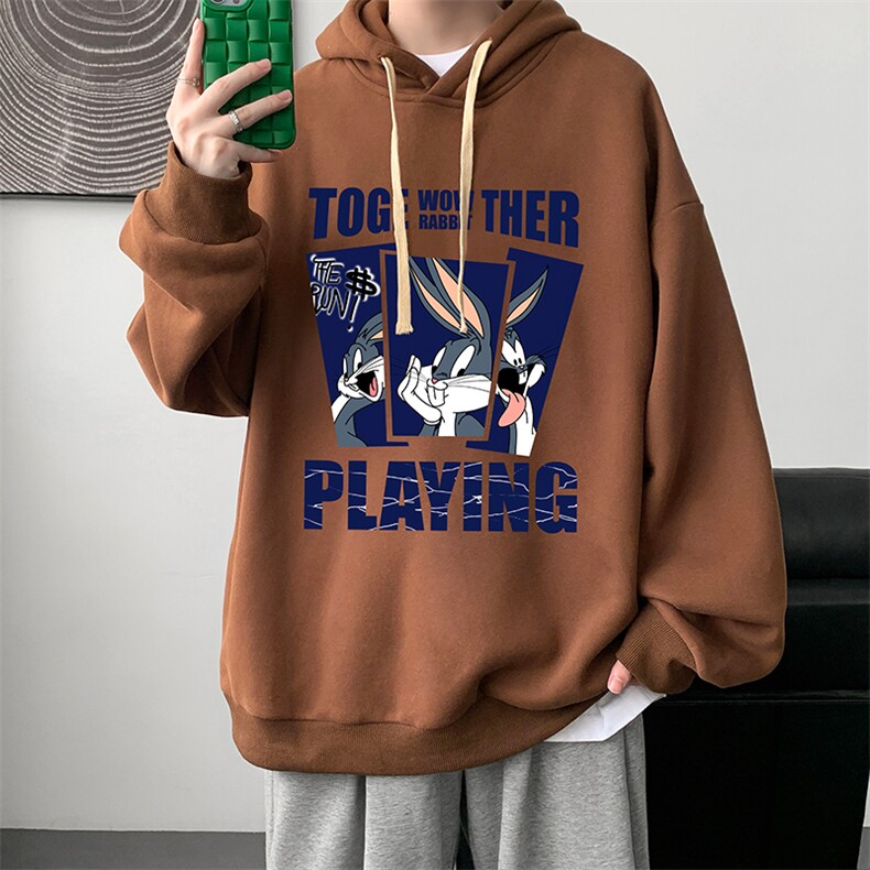 WY2234-P35加绒款-P40纯棉连帽卫衣男大码运动帽衫宽松薄外套男,男装卫衣,电商A040