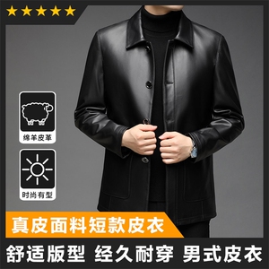 真皮皮衣男装翻领皮衣外套商务精品男装图片