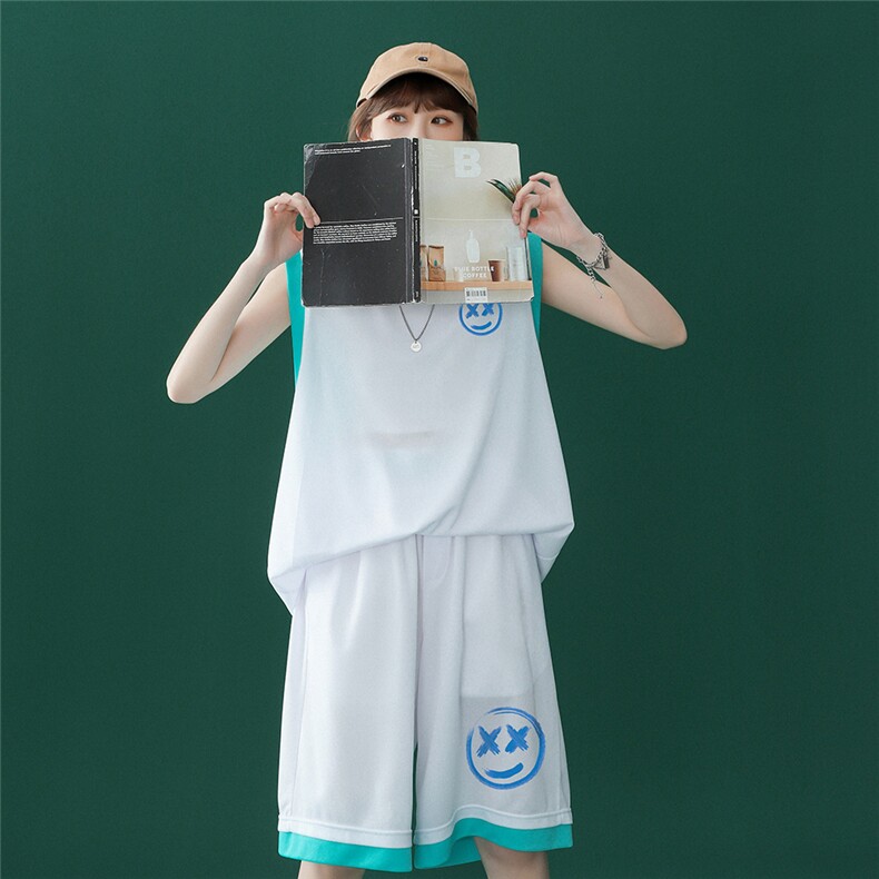中性夏季2023新款潮流印花圆领运动T恤套装TZ301P50控68,男装休闲套装,A247A