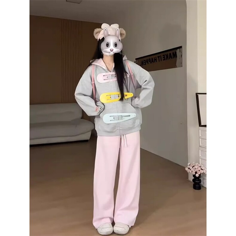 W11123-P83加绒88网图现货高品质可爱发夹设计连帽加绒卫衣,男装卫衣,星座1608