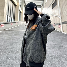 秋冬美式街头复古水洗字母刺绣棒球服夹克男嘻哈宽松小众高街外套，男装夹克，星座506A