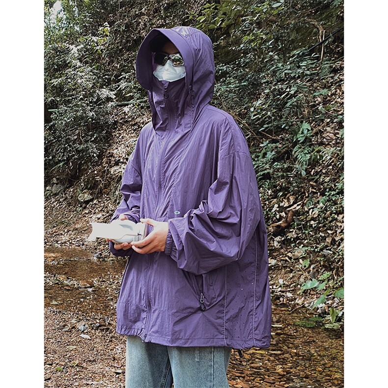 港风大码复古山系户外薄款男女连帽防晒服XZ213-JKFS01-P55控78,男装防晒衣,星座213