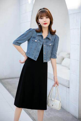 休闲牛仔两件套,女装,水锦红