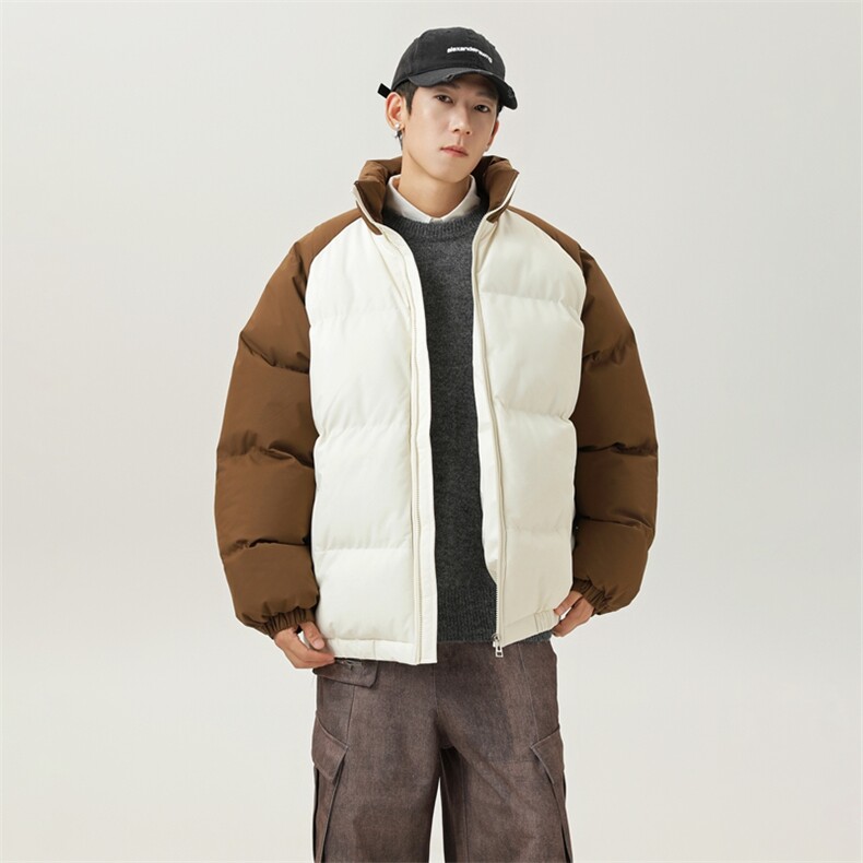 现货抖音得物可供视频三防加厚羽绒拼接棉衣外套面包棉服WM8666,男装棉衣,电商A486