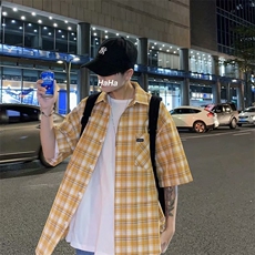 2021薄款夏季潮流时尚简约百搭帅气格子潮牌韩版衬衫W677-P30，男装衬衫，星座512-2