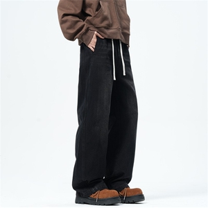 【主推现货S-4XL】水洗直筒牛仔裤男宽松长裤A080-8206-P65控88图片