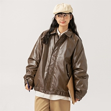 2026冬季新款男装日系潮牌纯色休闲皮衣棉服加厚外套MY382-F145，男装皮衣，电商A101（原外27）