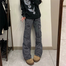 美式解构工装裤男微喇宽松休闲裤高级感直筒多口袋裤子L69355-P65，男装工装外套，星座1008