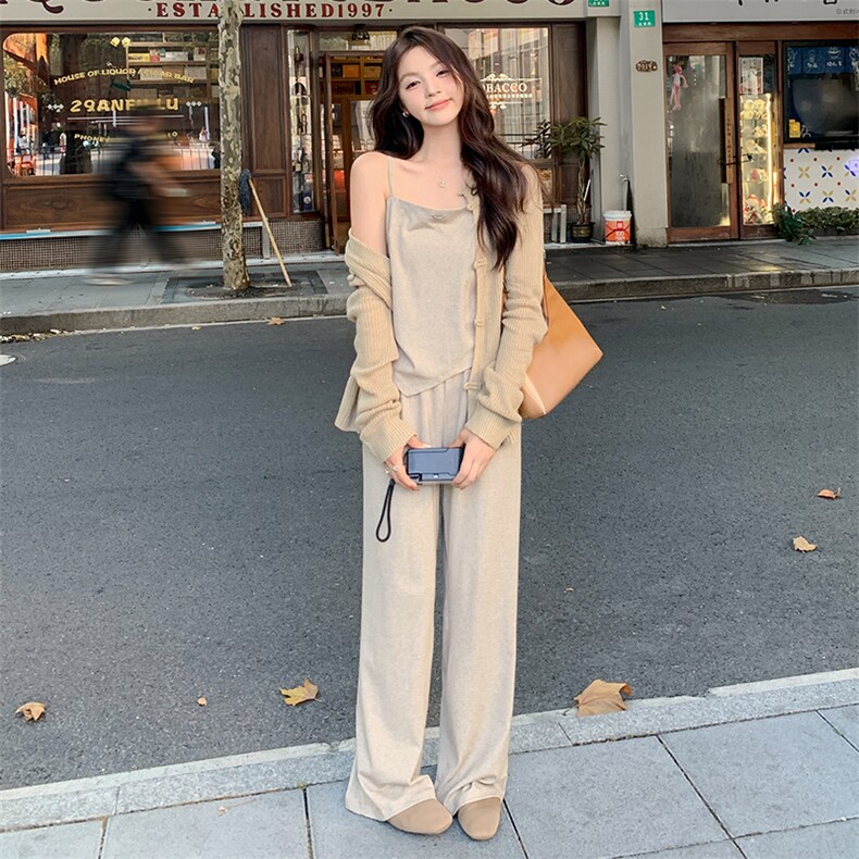 时尚休闲套装女2024年春秋新款通勤百搭减龄通勤三件套潮,女装套装/套裙,采品优优