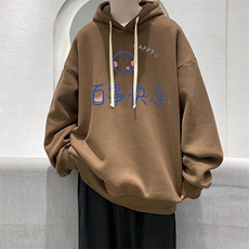 WY2183-P35加绒款-P40纯棉连帽卫衣男大码运动帽衫宽松薄外套男，男装卫衣，电商A040