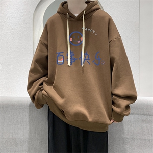 WY2183-P35 加绒款-P40 纯棉连帽卫衣男大码运动帽衫宽松薄外套男图片