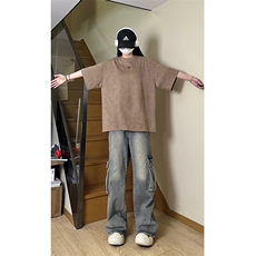 港风大码街头潮流百搭男女圆领短袖T恤五分袖XZ213-T065-P35控48，男装T恤，星座213