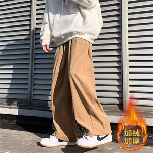 潮牌日系宽松男女加绒阔腿裤直筒休闲工装裤1335-P38图片