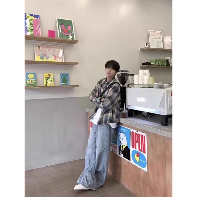 1506/Q3640/P34男女同款新款美式复古潮牌痞帅港风休闲衬衣外套,男装衬衫,星座1506