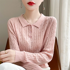 POLO领毛衣女秋冬新款时尚纯色简约百搭针织衫，女装羊毛衫，暖圣羊羊绒