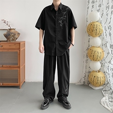 夏季衬衫套装风裤子短袖上衣A061-EA50282-p80-聚酯纤维，男装衬衫，电商A061