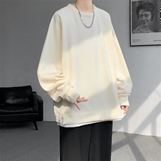 8XL-M假两件卫衣加肥加大码重磅拼接外套圆领套头WY5103P55加绒65，女装短外套，电商B238