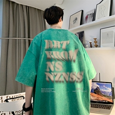 直播品质重磅240克美式复古蜡染水洗做旧宽松短袖t恤T1223-P38，男装T恤，电商A486
